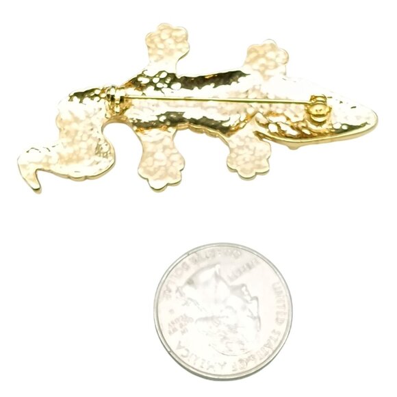 Gold-Tone Lizard Brooch Pin Vintage - Picture 2 of 2